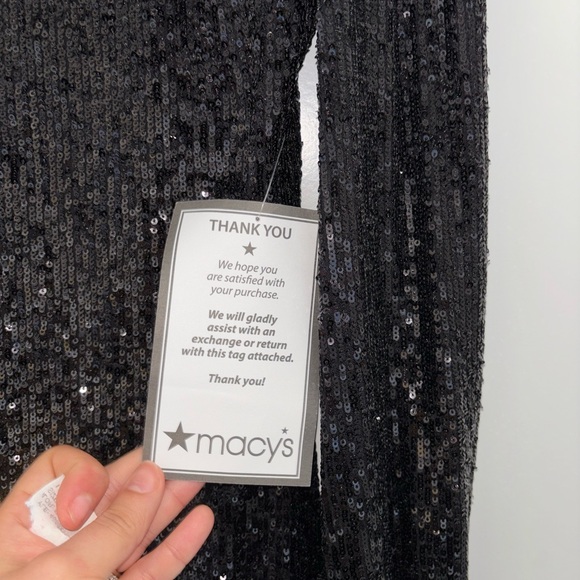 Xscape Black Sequin Long-Sleeve Cocktail Dress - Picture 5 of 11